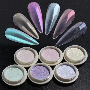 ผงเลเซอร์โฮโลแกรมผงสีรุ้งแบบสะท้อนแสงผงสีทาเล็บผงโครเมียมประกายแวววาวสำหรับตกแต่งเล็บ