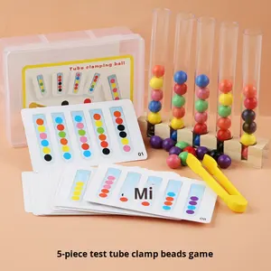 4-6 세 어린이를위한 나무 어린이 구슬 클립 볼 테스트 튜브 장난감 조기 교육 미세 운동 기술 논리 초점 교육 도구 - Product Image 6