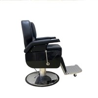 Fauteuil de Barbier Moderne en Cuir Synthétique Noir Durable Personnalisé avec Fonction Pivotant à 360 Degrés/Inclinable/Hauteur Réglable pour Coiffure