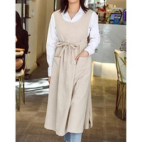 Tablier vintage en coton et lin pour le ménage Robe chasuble Nouveau tablier de jardin pour femme