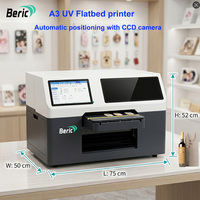 Imprimante jet d'encre UV Beric Smart A3 avec système de positionnement automatique CCD, 2 têtes I1600 pour coques de téléphone et cylindres - 1440x2880 Nouveauté