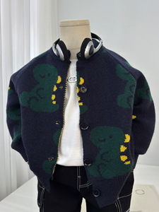 <span class=keywords><strong>Cardigan</strong></span> en tricot jacquard anti-boulochage en mélange de coton à motif dinosaure de dessin animé pour garçons, collection automne 2026, nouvelle mode décontractée pour tout-petits - Product Image 6
