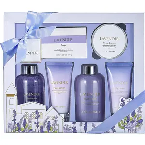 Luxury Lavender Scent Women Gift Box with Bubble Bath Shower Gel Hand&Face Cream Body Lotion Bath Gift Set