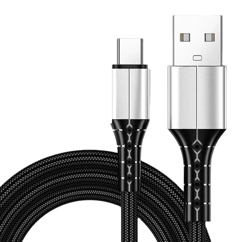 Wholesale Metal Quick Charging Phone Charger Cable Nylon Braided 3A For iphone Charging Cable USB C Data Cable