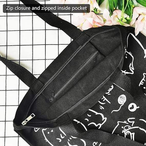 Sac fourre-tout en toile robuste de 12 oz pour femmes, imprimé avec un logo personnalisé, recyclable, grand sac de plage, sac de shopping réutilisable pour offrir en cadeau - Product Image 5