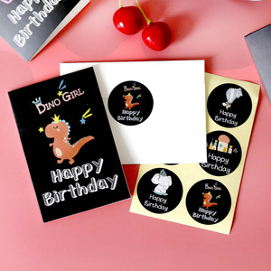 Cartes de vœux noires de fête, carte d'<span class=keywords><strong>invitation</strong></span> d'anniversaire, avec enveloppe autocollante, 6 Styles, 1 pièce - Product Image 5