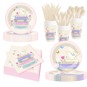 DAMAI New Customized Design Geometric Theme <b>Disposable</b> Dessert Dinner Paper Plates Cups Napkin Tableware Set for Back to School - Product Image 2