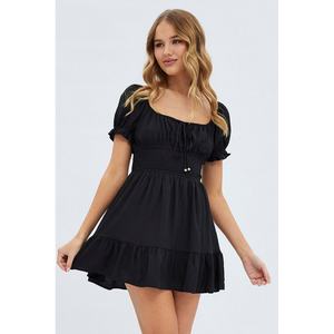 Vestido Corto Negro OEM con Corte Evase y Manga Corta - Product Image 2