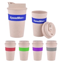 Gobelet à café réutilisable écologique de 16 oz en fibre de paille de blé, sans BPA, avec couvercle pour boire directement, cadeaux d'affaires, style européen, utilisation en extérieur