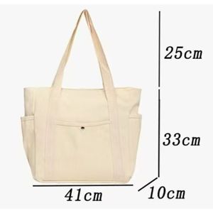 Sac de courses réutilisable écologique en toile de coton tissée avec logo personnalisé, avec poches à fermeture éclair pour les voyages et les cadeaux - Product Image 5