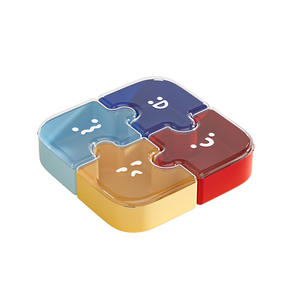Plateau à fruits créatif en forme de puzzle, 4 compartiments, ensemble multicolore pour le rangement des collations de fête - Product Image 2