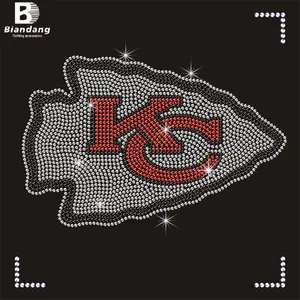 Logotipo Popular del equipo NFL para camiseta, apliques de hierro con diamantes de imitación, diseño deportivo personalizado, transferencia de diamantes de imitación de cristal ostentosos
