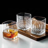 Verre à whisky transparent carré gaufré pour fête, idéal pour le scotch, le vin, la bière, le bar, style old fashioned