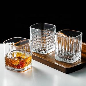 Bicchiere da Shot in Vetro Trasparente con Rilievo per Liquori, Vino, Birra - Bicchiere da Bar Quadrato Stile <span class=keywords><strong>Old</strong></span> Fashioned per Whiskey - Product Image 2
