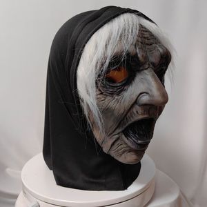 Venta caliente Halloween Horror Evil Old Witch Máscara de látex Realista Demonio Monstruo Pañuelo personalizado Mascarada ligera - Product Image 3