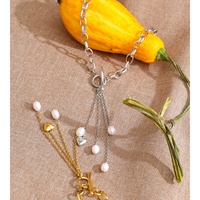 Collier pour femme en acier inoxydable JINYOU 1805, nouveautés, plaqué or, pendentif en forme de cœur avec chaîne en perles