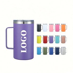 Gobelet à café personnalisable de 12 oz, 14 oz, 16 oz, 24 oz avec poignée, à double paroi, isolé sous vide, pour la promotion et les cadeaux d'entreprise - Product Image 1