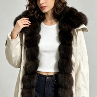 Manteau d'extérieur chaud Tyan pour femme, collection automne-hiver 2026, en duvet de canard blanc, parka blanche tie-dye avec col en fourrure de renard