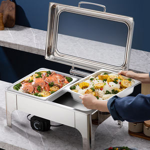 Réchaud de <span class=keywords><strong>buffet</strong></span> rectangulaire professionnel en acier inoxydable 440W - Chauffage à l'alcool/électrique pour restaurant et cantine - Product Image 6