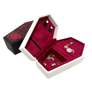Gothic Style Coffin-shaped Leather Velvet Jewelry Box Ring Jewelry Box Travel Velvet Jewelry <b>Display</b> Box Elegant Packaging Box - Product Image 5