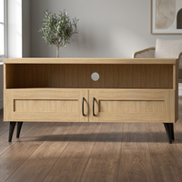 Meuble TV en panneaux de bois avec rangement, installation facile, couleur personnalisable – Idéal pour salon, chambre, atelier, maison