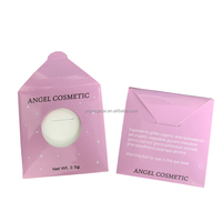 Caja de cartón con ventana redonda y tarjeta insertable, reciclable, con revestimiento brillante, para maquillaje, colorete, polvos y cosméticos, tipo sobre.