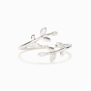 Anello da Donna Regolabile a Foglia Aperta, Stile Naturale, Gioiello Minimalista alla Moda - Product Image 5