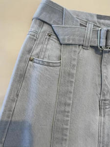 <span class=keywords><strong>Jeans</strong></span> a Gamba Larga <span class=keywords><strong>Grigio</strong></span> <span class=keywords><strong>Chiaro</strong></span> da Donna - Pantaloni in Denim a Vita Alta e Vestibilità Ampia con Cintura Sehe Fashion - Product Image 5