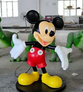 Personalizzato a grandezza naturale famoso cartone animato arte statua in fibra di vetro Graffiti Mickey scultura per la decorazione interna esterna