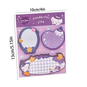 Blocs-notes autocollants Kawaii pour le bureau ou l'école, idéaux pour les cadeaux et les promotions, 100*130 mm, 3 blocs*20 feuilles - Product Image 2