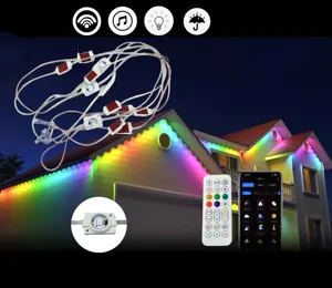 APP kontrol LED kalıcı açık saçak ışık akıllı saçak aydınlatma RGB uzaktan ses kontrolü bluetooth tatil dekorasyon IP68