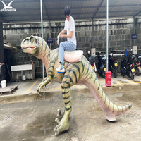 Haichuan Vélotricycle Dinosaure Animatronique Velociraptor Taille Réelle pour Centre Commercial Intérieur, Parc d'Attractions, Enfants et Adultes