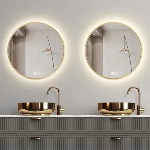 Modern Round LED Illuminated Bathroom Mirror Equipped With Graphic Design Solution