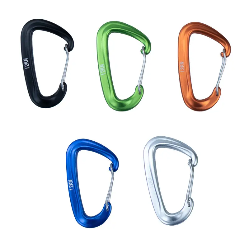 colorful custom Black 12kn 5KN Outdoor Activity Black Hooks For Hammock Carabiner Aluminum 7075 Wire Gate Black Carabine