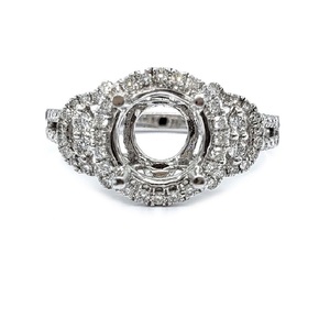 Livraison rapide Noël meilleure qualité 14k solide or blanc diamant naturel forme ronde haute polonais Semi montage anneau pour femme - Product Image 1