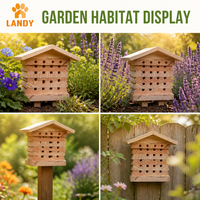 Maison pour abeilles maçonne en bois naturel, habitat extérieur pour pollinisateurs de jardin, hôtel pour abeilles solitaires avec trous de nidification lisses