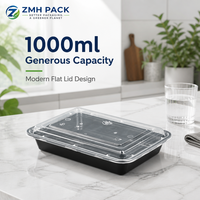Boîte alimentaire carrée jetable empilable en PP, anti-fuite, pour sandwichs, gâteaux, traiteur, logo personnalisable, directement de l'usine