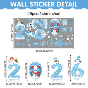 Autocollants géants réutilisables pour fenêtres de joyeux Noël autocollants décoratifs statiques et étanches PVC Kawaii décalcomanies de vacances - Product Image 3