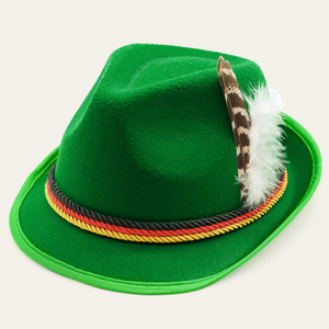 Chapeau Fedora Trilby en feutre gris personnalisé pour l'Oktoberfest allemand, idéal pour <span class=keywords><strong>les</strong></span> fêtes de carnaval et <span class=keywords><strong>les</strong></span> spectacles, avec plume, pour adulte - Product Image 1
