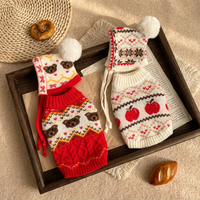 Ensemble de chandails tricotés de Noël, chaud et doux, avec bonnet à pompon pour l'hiver, pour chiens et chats de petite et moyenne taille, vêtements pour animaux de compagnie, bonnet pour animaux.