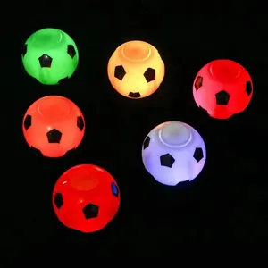 Mini Lighting Up Soccer Spinning Top Glowing In The Dark Stress Fidget Ball Kids Class Birthday Return Gift Party Supply Favors
