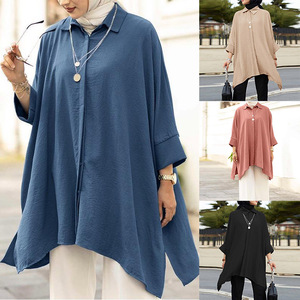 HANO toptan ucuz islam giyim malezya müslüman kadınlar kadınlar için düz renk pilili müslüman bluz Tops - Product Image 2