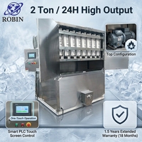 Machine à glaçons pour bar d'hôtel, 1 à 2 tonnes par jour, machine à glaçons automatique en acier inoxydable 304, commerciale, pour boissons froides