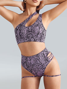 <span class=keywords><strong>Ensemble</strong></span> deux pièces pour femmes, <span class=keywords><strong>sport</strong></span> et fitness, imprimé à carreaux, soutien-gorge asymétrique et <span class=keywords><strong>short</strong></span> skinny déchiré taille haute - Product Image 3