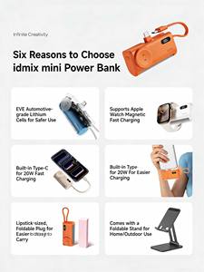 IDMIX Mini Capsule Power <span class=keywords><strong>Bank</strong></span> 5000mAh avec câble intégré Chargeur portable avec charge sans fil pour <span class=keywords><strong>Apple</strong></span> <span class=keywords><strong>Watch</strong></span> et iPhone - Product Image 3