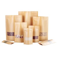 Sachets Doypack personnalisés en papier kraft brun de qualité alimentaire avec fermeture éclair et fenêtre transparente pour snacks, noix et thé