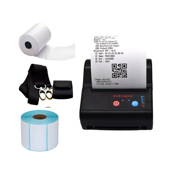 Portable 3Inch Wireless Bluetooth Thermal Receipt Printer for Mobile Phone Mini Handy Label Maker Machine with Strap