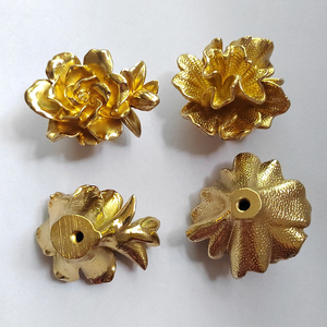 Luxury Furniture Decoration Brass Flower Pulls Wardrobe Drawer Cabinet <strong>Door</strong> <strong>Knobs</strong> Jewelry Box Handles - Product Image 2