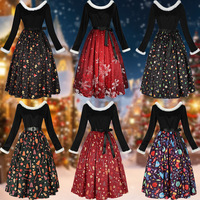 Costume de cosplay de Noël et d'Halloween, robe imprimée sur le thème de Noël, pour une ambiance familiale et des événements festifs