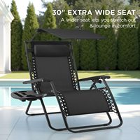 Chaise longue d'extérieur 30 pouces avec auvent réglable, appui-tête et table latérale pliable – Vente en gros